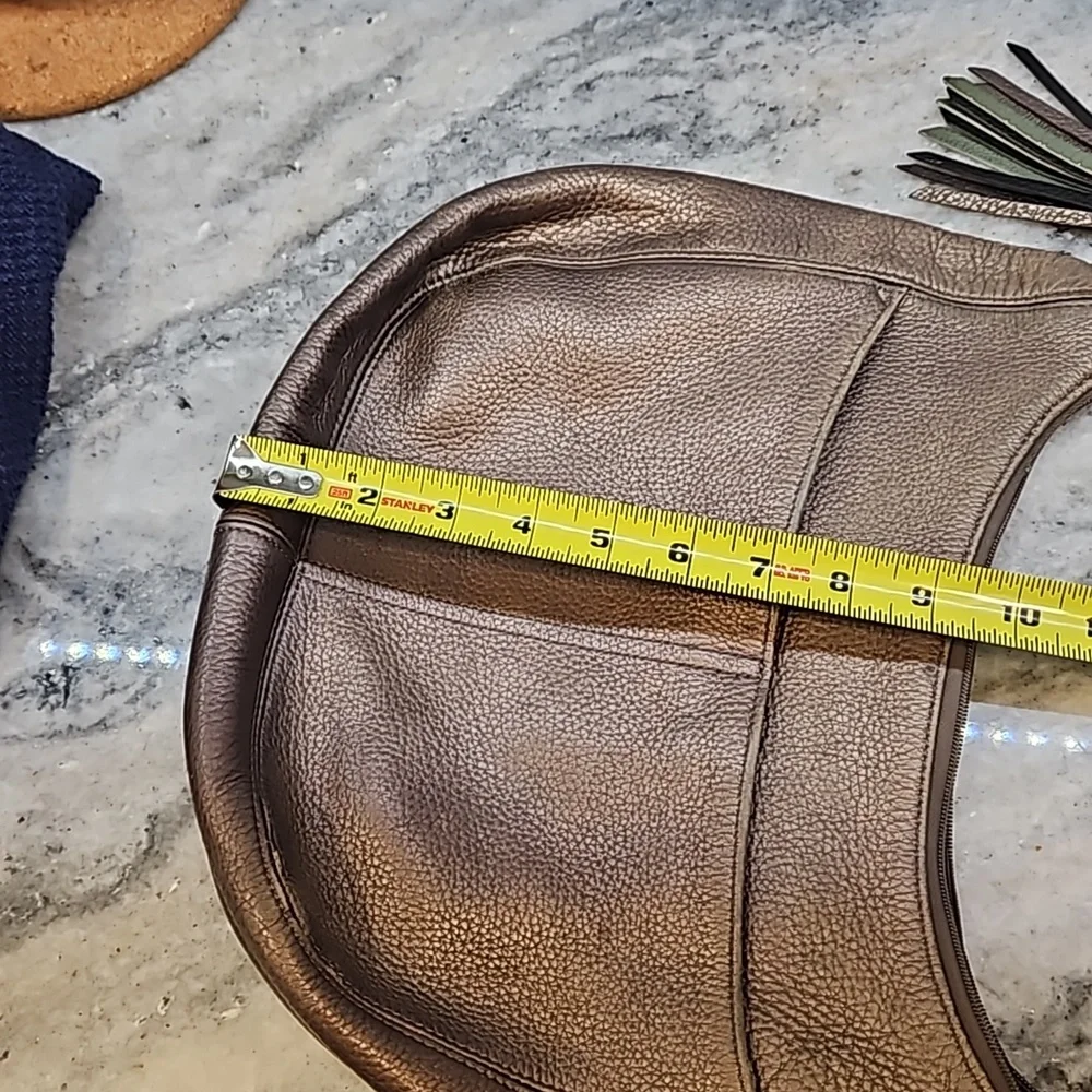Brighton handbag  brown metallic nuetral with Heart Tassel